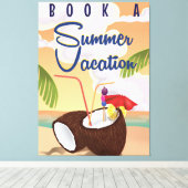 Zomer vakantie Cartoon reisposter Canvas Afdruk (Insitu (Houten vloer))