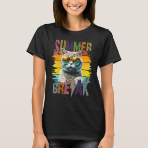 Zomer Vakantie Cute Kitten Strand Zomer Vrije Tijd T-shirt