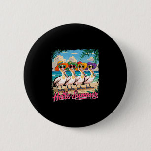 Zomer Vakantie Kostuum Groep Pelikanen Zonder Part Ronde Button 5,7 Cm