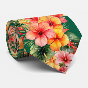 Zomer Vakantie Necktie Tropische Hibiscus Stropdas