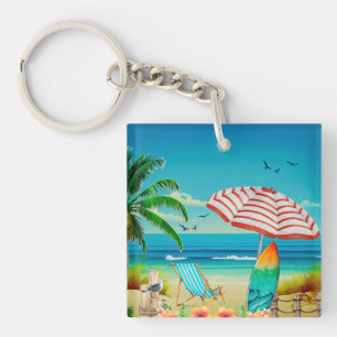 Zomer vakantie op het strand, Ontspanning Sleutelhanger