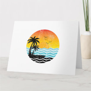 Zomer Vakantie Palmboom Retro Zonsondergang Tropis Kaart