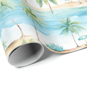 Zomer Vakantie Strand Palmboom - Cadeaupapier