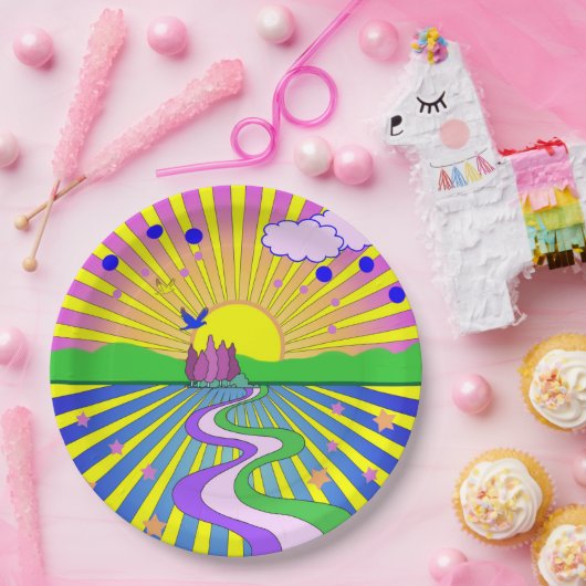 Zomer van de Liefde Psychedelische zestigheden Zon Papieren Bordje (Feest)