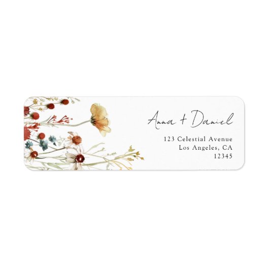 Zomer Veldbloem Bruiloft Retouradres Label (Voorkant)