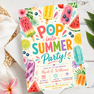 Zomer Verjaardag Popsicle Zwembad Feest Tropisch F Kaart