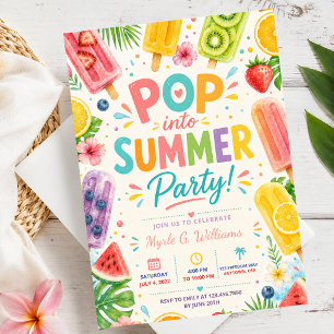 Zomer Verjaardag Popsicle Zwembad Feest Tropisch F Kaart