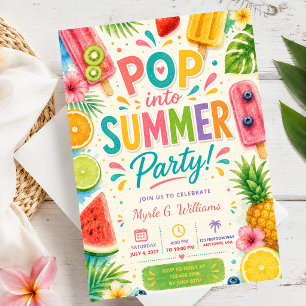 Zomer Verjaardag Popsicle Zwembad Feest Tropisch F Kaart
