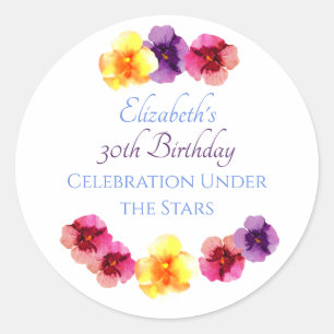 Zomer Verjaardagsfeest Boho Bloemen Lente Verjaard Ronde Sticker