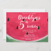 Zomer verjaardagsfeest uitnodiging met watermeloen (Voorkant)