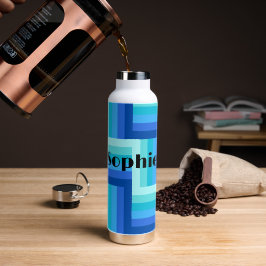 Zomer Verse Blauwe Groene Zig Zag Waterfles