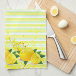 Zomer verse strepen en spatted citroenen theedoek