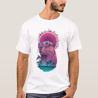 Zomer Vibe Capybara Vaporwave Esthetische Kunst T-shirt