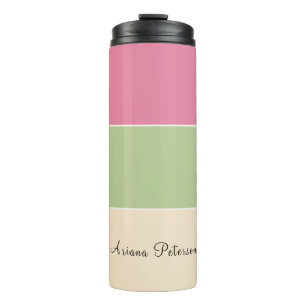 Zomer Vibe Roze & Sage Groene Pastel Kleur Blok Thermosbeker