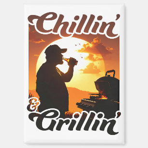Zomer Vibes Chillin' & Grillin' Silhouette Magneet