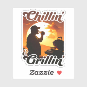 Zomer Vibes Chillin' & Grillin' Silhouette Sticker