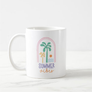 Zomer vibes en palmbomen Retro Minimalist Koffiemok