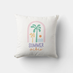 Zomer vibes en palmbomen Retro Minimalist Kussen