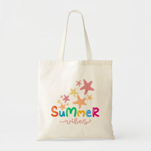 Zomer vibes en zeesterren vrouwen tote bag