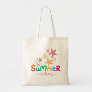 Zomer vibes en zeesterren vrouwen tote bag