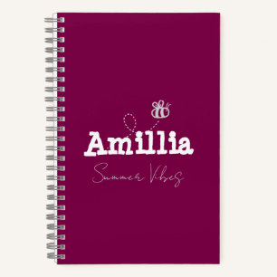 Zomer vibes met monogram naam elegant notitieboek