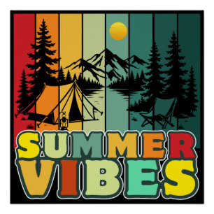 zomer vibes natuur kamperen vakantie avontuur perfect poster