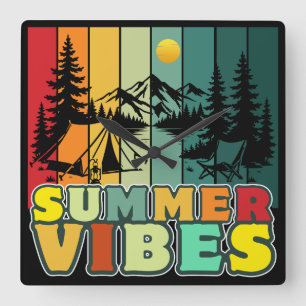 zomer vibes natuur kamperen vakantie avontuur vierkante klok