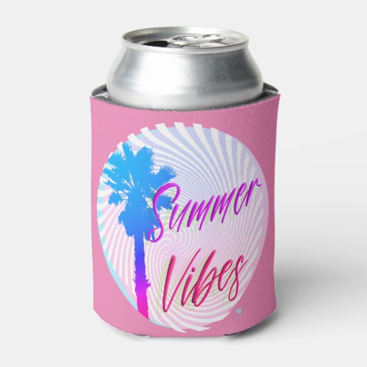 Zomer Vibes Neon Palm Beach Lifestyle Blikjeskoeler (Blikje Voorkant)