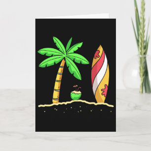 Zomer Vibes Palmboom Surfplank Surfer Kokosnoot S Kaart