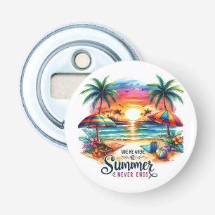 Zomer Vibes Penseelstreek Strand Zonsondergang-346 Button Flesopener