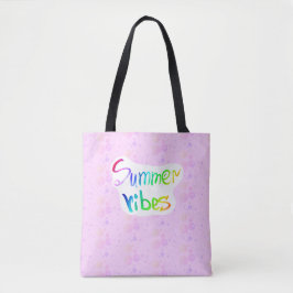 Zomer vibes regenboog roze waterverf kalligrafie draagtas