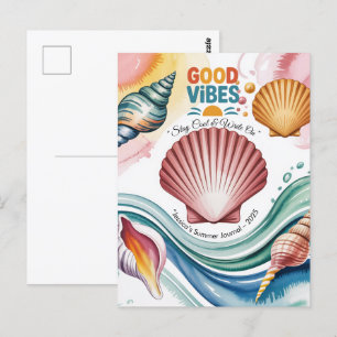 Zomer Vibes Retro Beach Illustratie Briefkaart