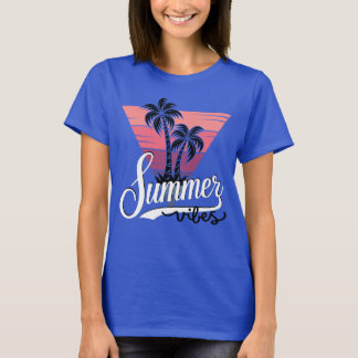 Zomer Vibes Retro Sunset en Palm Trees Vrouwen T-shirt