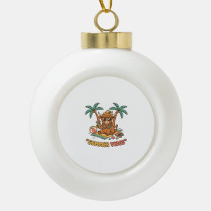 Zomer Vibes Schattige Hoogland Koe Beach Vakantie Keramische Bal Ornament