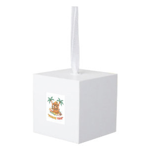 Zomer Vibes Schattige Hoogland Koe Beach Vakantie Kubus Ornament
