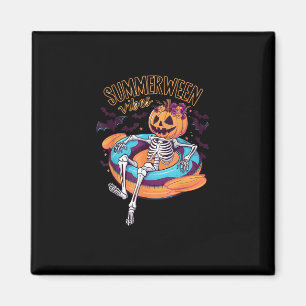 Zomer Vibes Skeleton Pompoen Zomer Vakantie Magneet