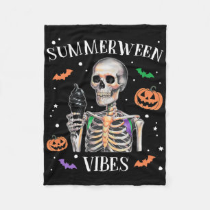Zomer Vibes Skeleton Zomer Halloween Fleece Deken