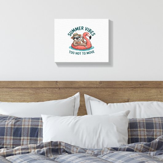 Zomer Vibes Sloth Funny Lazy Float Canvas Afdruk (Insitu (Slaapkamer))