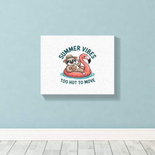 Zomer Vibes Sloth Funny Lazy Float Canvas Afdruk (Insitu (Houten vloer))