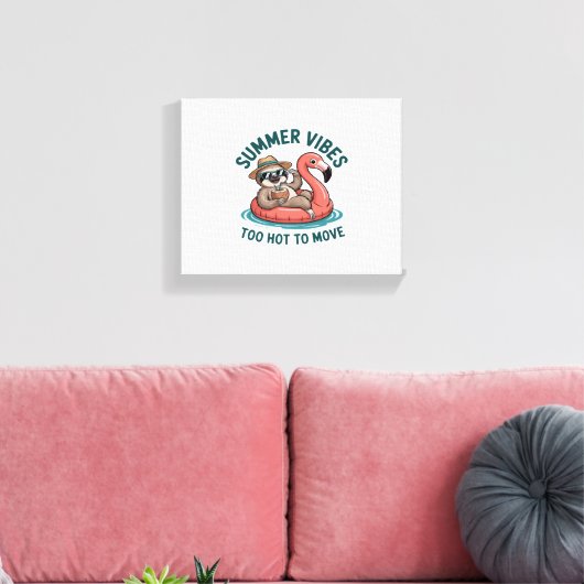 Zomer Vibes Sloth Funny Lazy Float Canvas Afdruk (Insitu (Woonkamer))