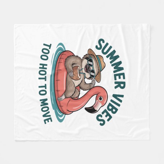 Zomer Vibes Sloth Funny Lazy Float Fleece Deken (Voorkant (Horizontaal))