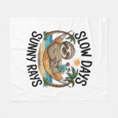 Zomer Vibes Sloth Funny Lazy Float Fleece Deken (Voorkant (Horizontaal))