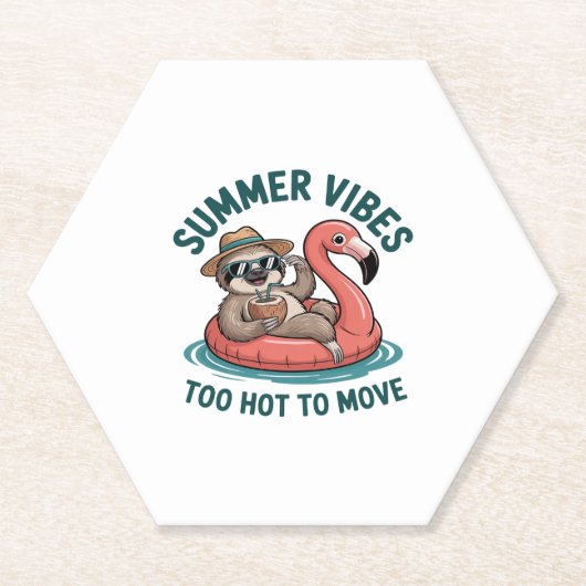 Zomer Vibes Sloth Funny Lazy Float Kartonnen Onderzetters (Voorkant)