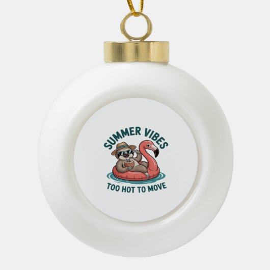 Zomer Vibes Sloth Funny Lazy Float Keramische Bal Ornament (Voorkant)