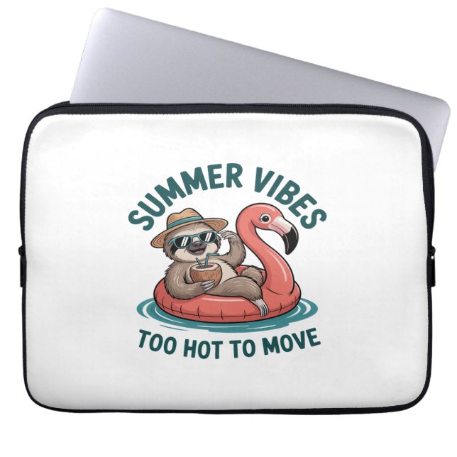 Zomer Vibes Sloth Funny Lazy Float Laptop Sleeve (Voorkant)