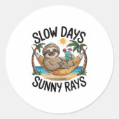 Zomer Vibes Sloth Funny Lazy Float Ronde Sticker (Voorkant)