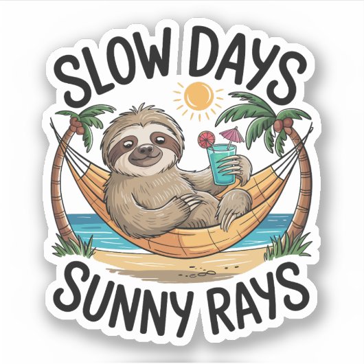 Zomer Vibes Sloth Funny Lazy Float Sticker (Voorkant)