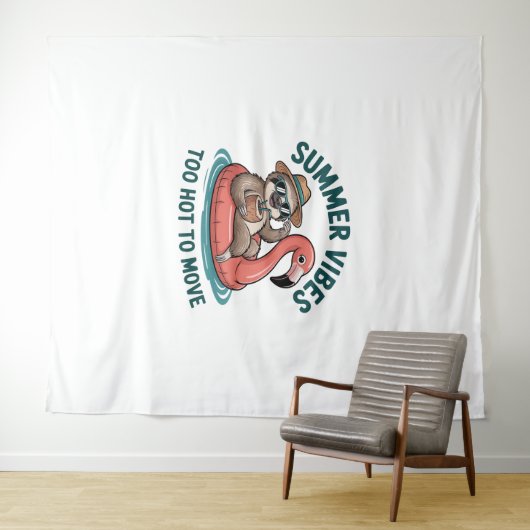 Zomer Vibes Sloth Funny Lazy Float Wandkleed (In Situ (horizontaal))