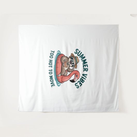 Zomer Vibes Sloth Funny Lazy Float Wandkleed (Voorkant (horizontaal))