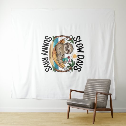 Zomer Vibes Sloth Funny Lazy Float Wandkleed (In Situ (horizontaal))